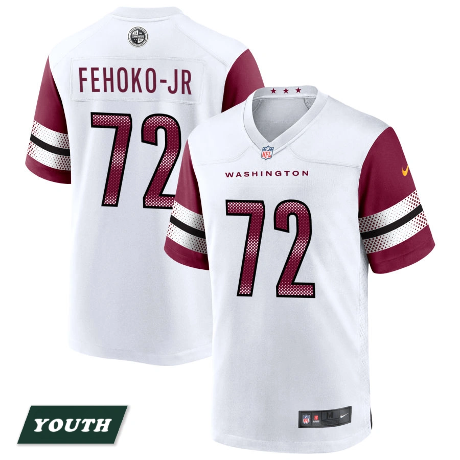 Youth Washington Commanders White Game #72 Viliami Fehoko Jr Player Jersey